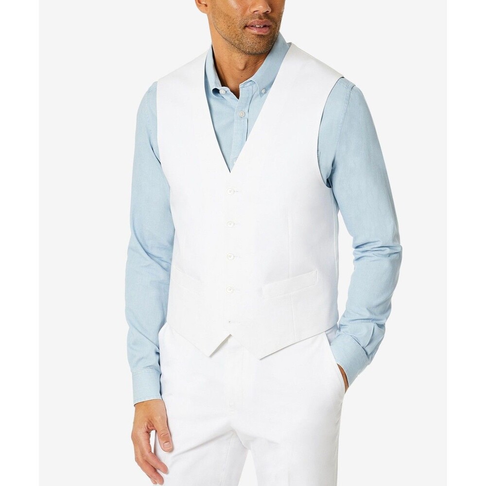 $115 BRAND NEW TOMMY HILFIGER Mens XL White Cotton TH FLEX/Stretch Suit Vest